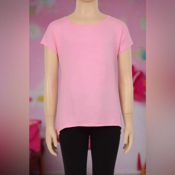 💗10/12 NEW Girls Solid Pnk Valentines Day Top, Short Sleeve Shirt - Picture 1 of 5